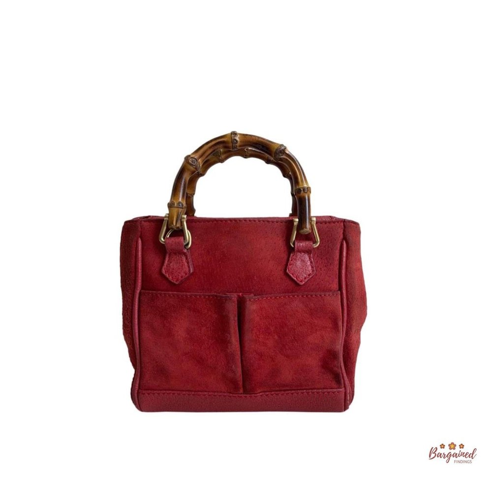Authentic GUCCI Vintage Suede Bamboo Handle Mini